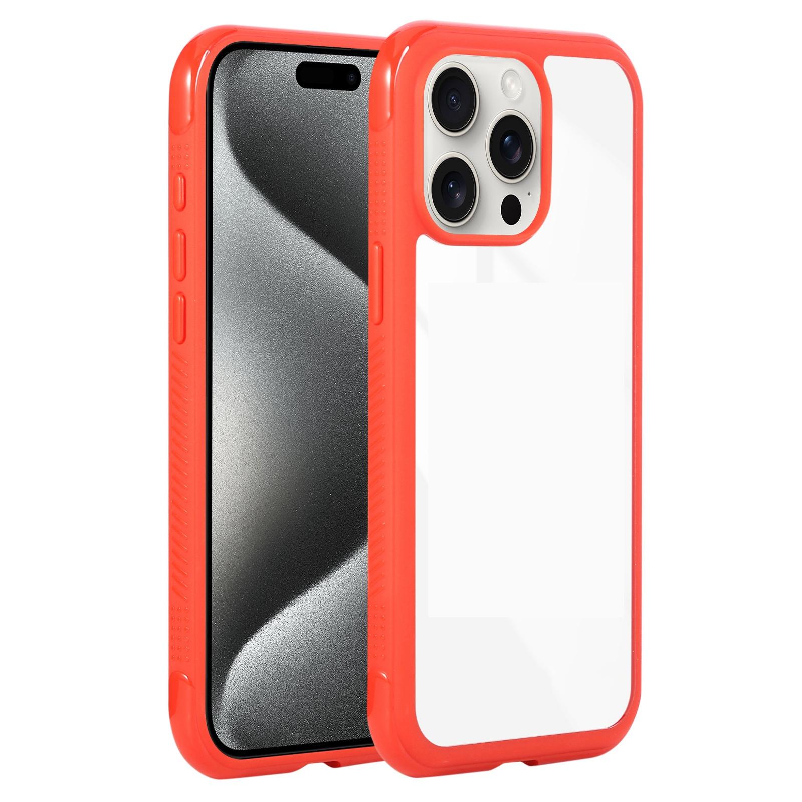 For iPhone 15 Pro Solid Color Edge Transparency Acrylic TPU Phone Case(Red) - Shopkiz.com