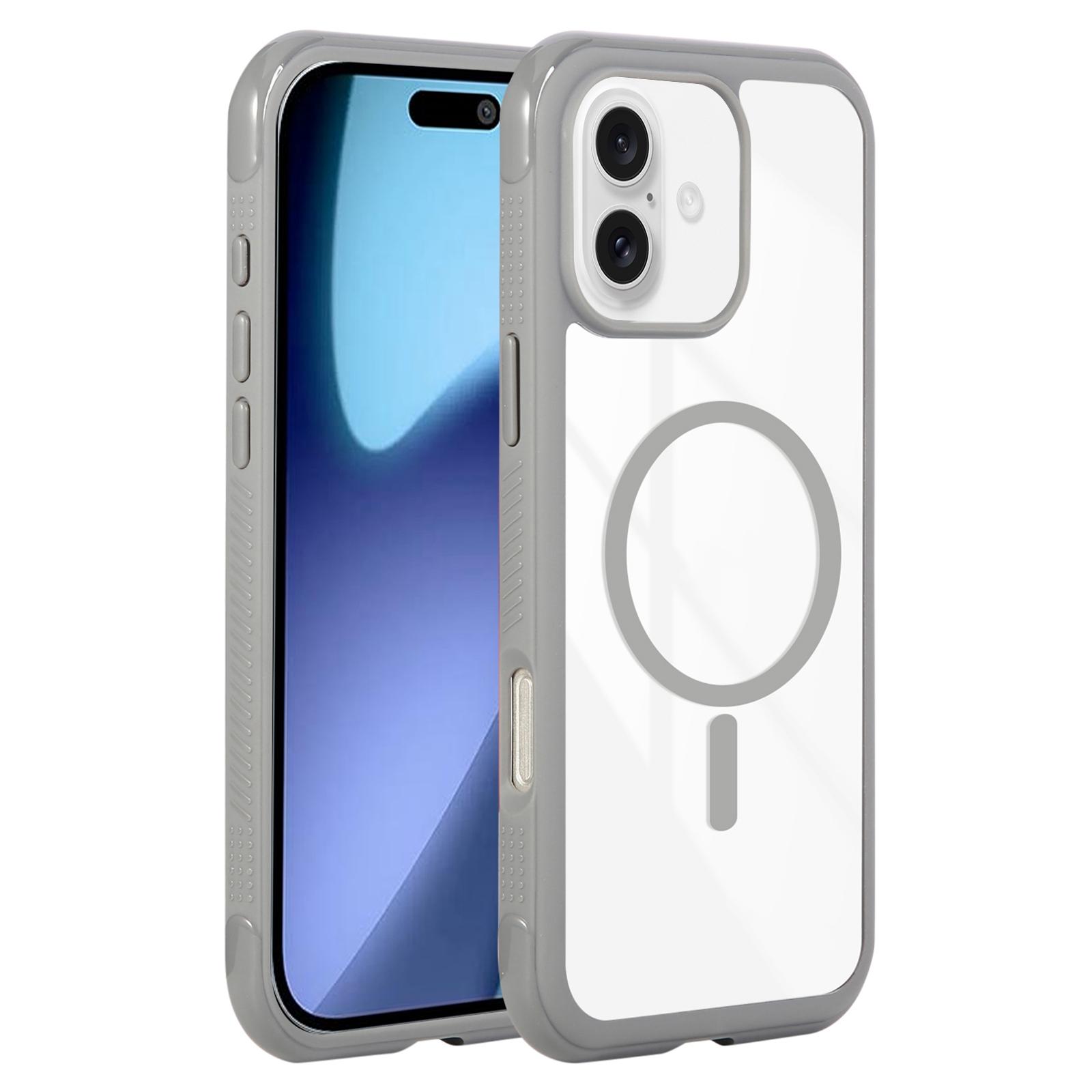 For iPhone 17 Solid Color Edge Transparency MagSafe Magnetic Phone Case(Grey) - Shopkiz.com