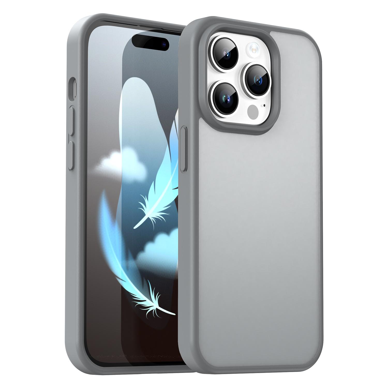 For iPhone 14 Pro Fanying Series PC Hybrid TPU Translucent Frosted Phone Case(Silver Grey) - Shopkiz.com