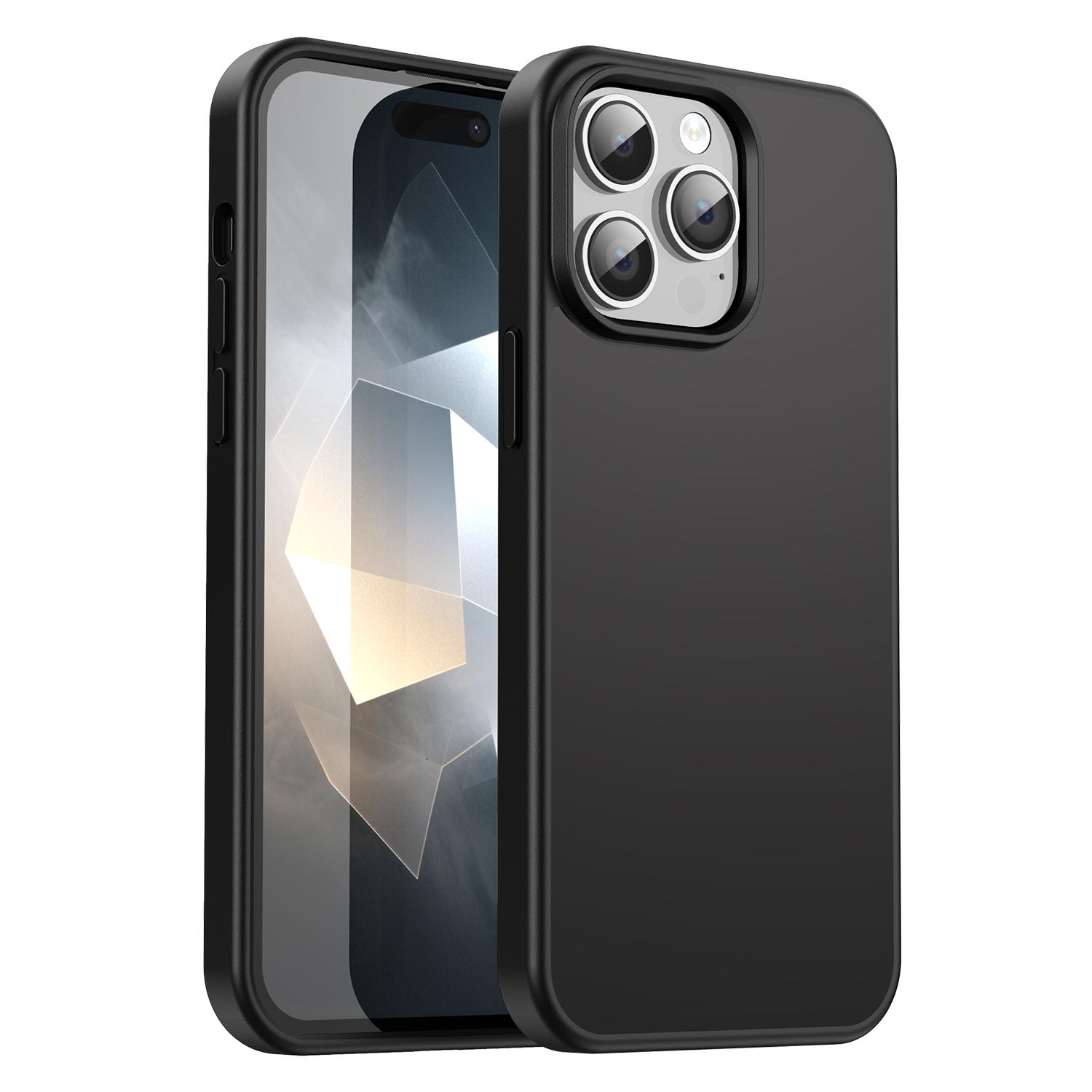 For iPhone 14 Pro Max Fanying Series PC Hybrid TPU Translucent Frosted Phone Case(Black) - Shopkiz.com