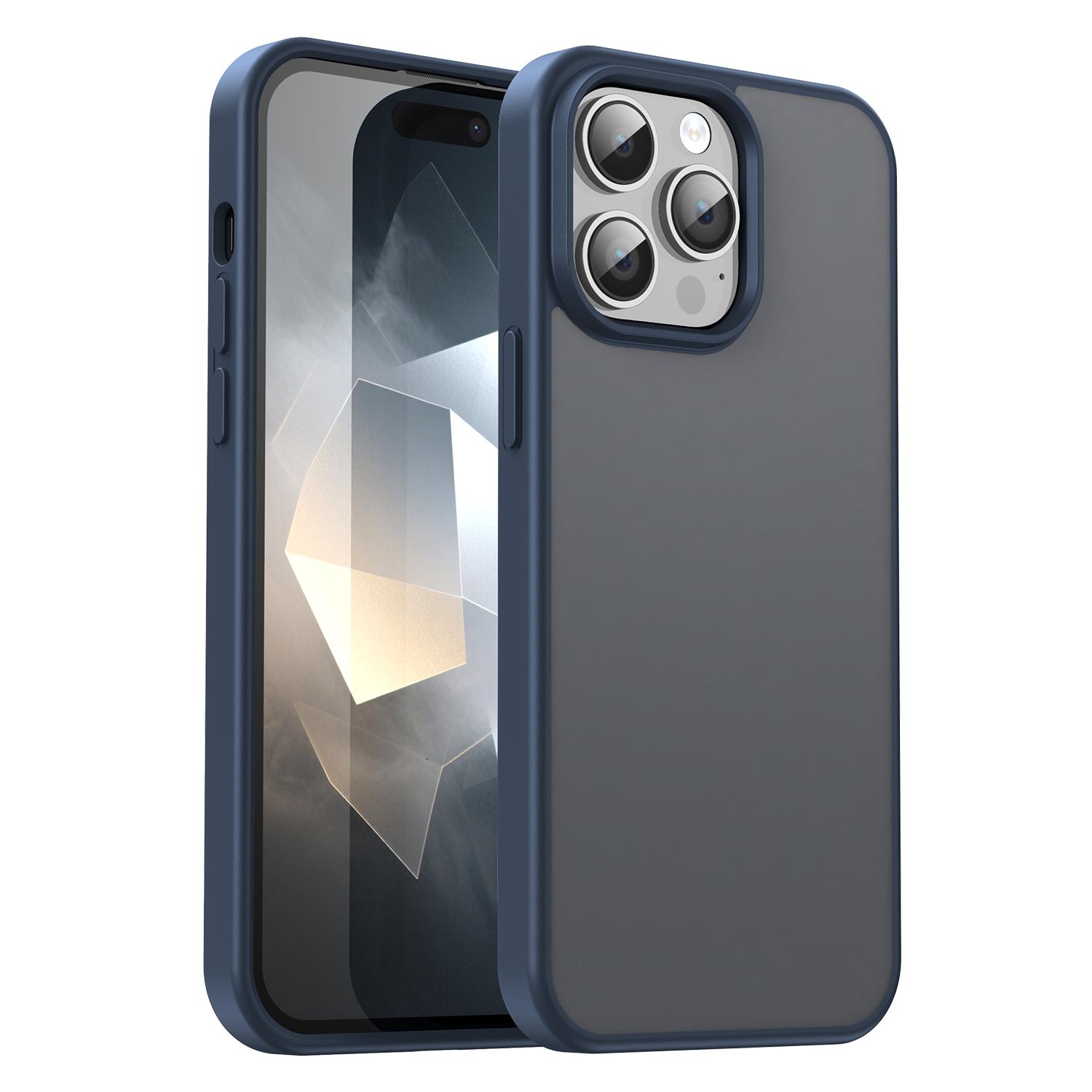 For iPhone 14 Pro Max Fanying Series PC Hybrid TPU Translucent Frosted Phone Case(Cyan Blue) - Shopkiz.com