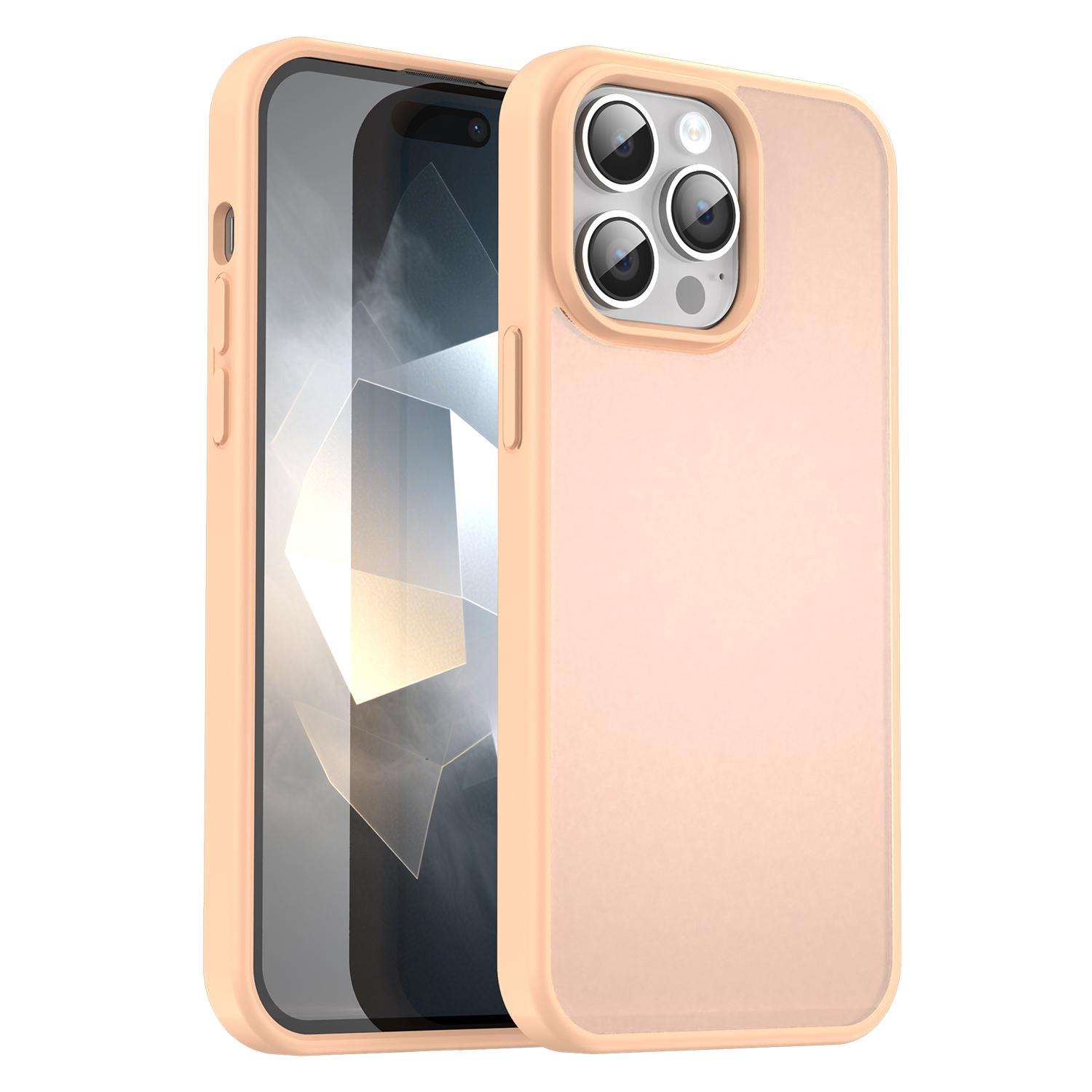 For iPhone 14 Pro Max Fanying Series PC Hybrid TPU Translucent Frosted Phone Case(Rouge Powder) - Shopkiz.com