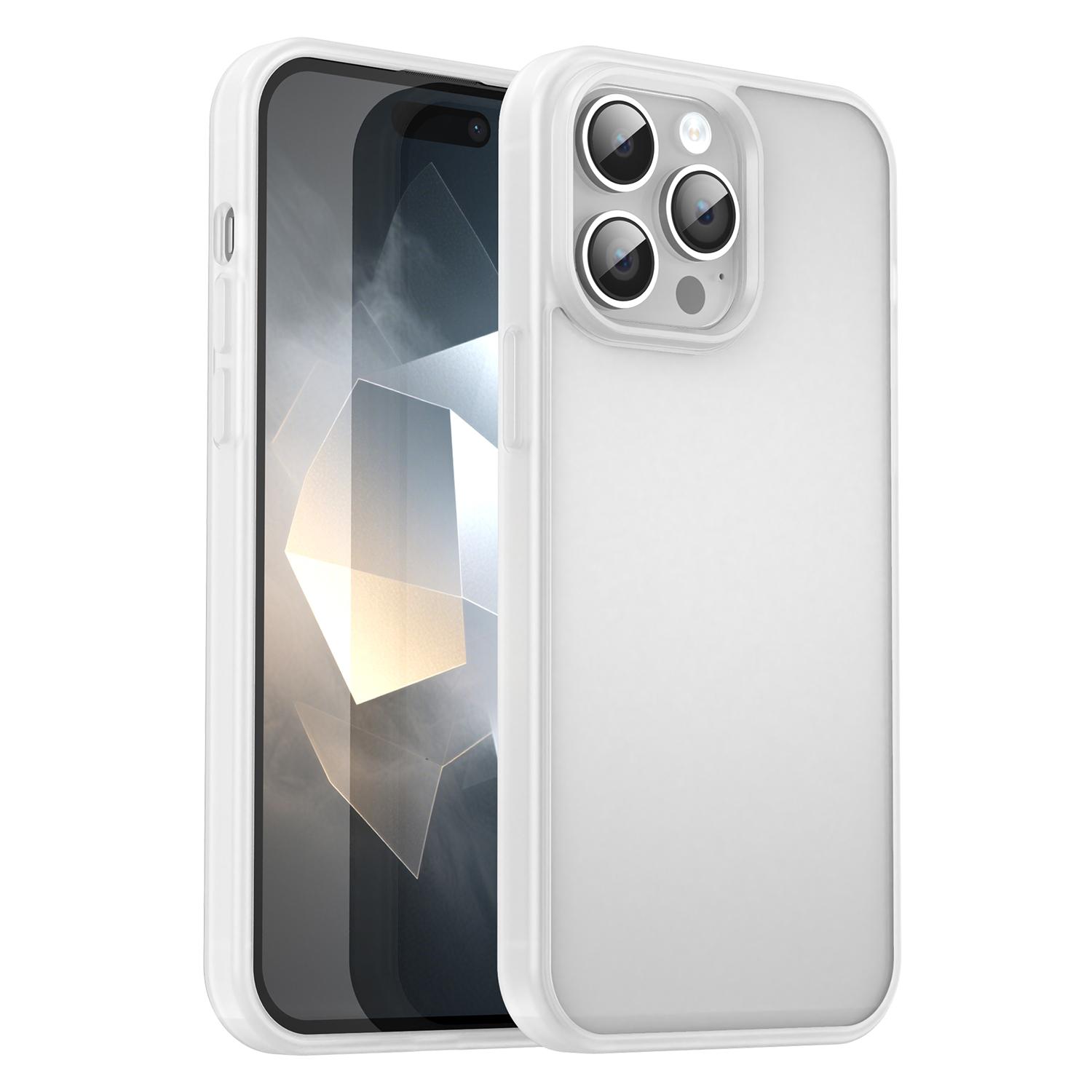 For iPhone 14 Pro Max Fanying Series PC Hybrid TPU Translucent Frosted Phone Case(Matte White) - Shopkiz.com