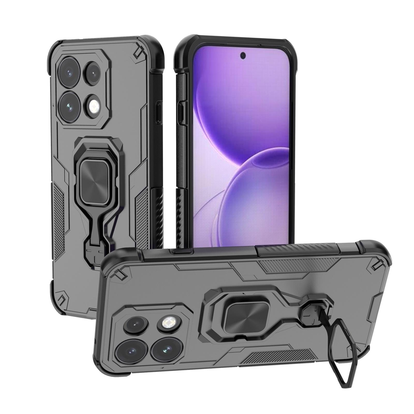 For OPPO Reno16 F 5G Metal Kickstand TPU Hybrid PC Phone Case(Black) - Shopkiz.com