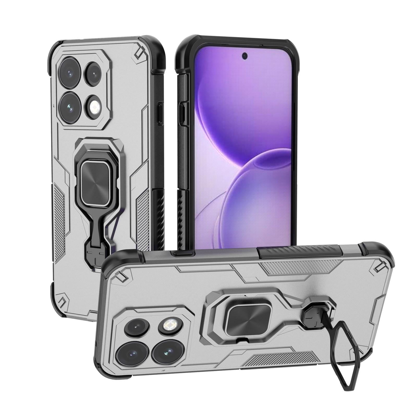 For OPPO Reno16 F 5G Metal Kickstand TPU Hybrid PC Phone Case(Grey) - Shopkiz.com