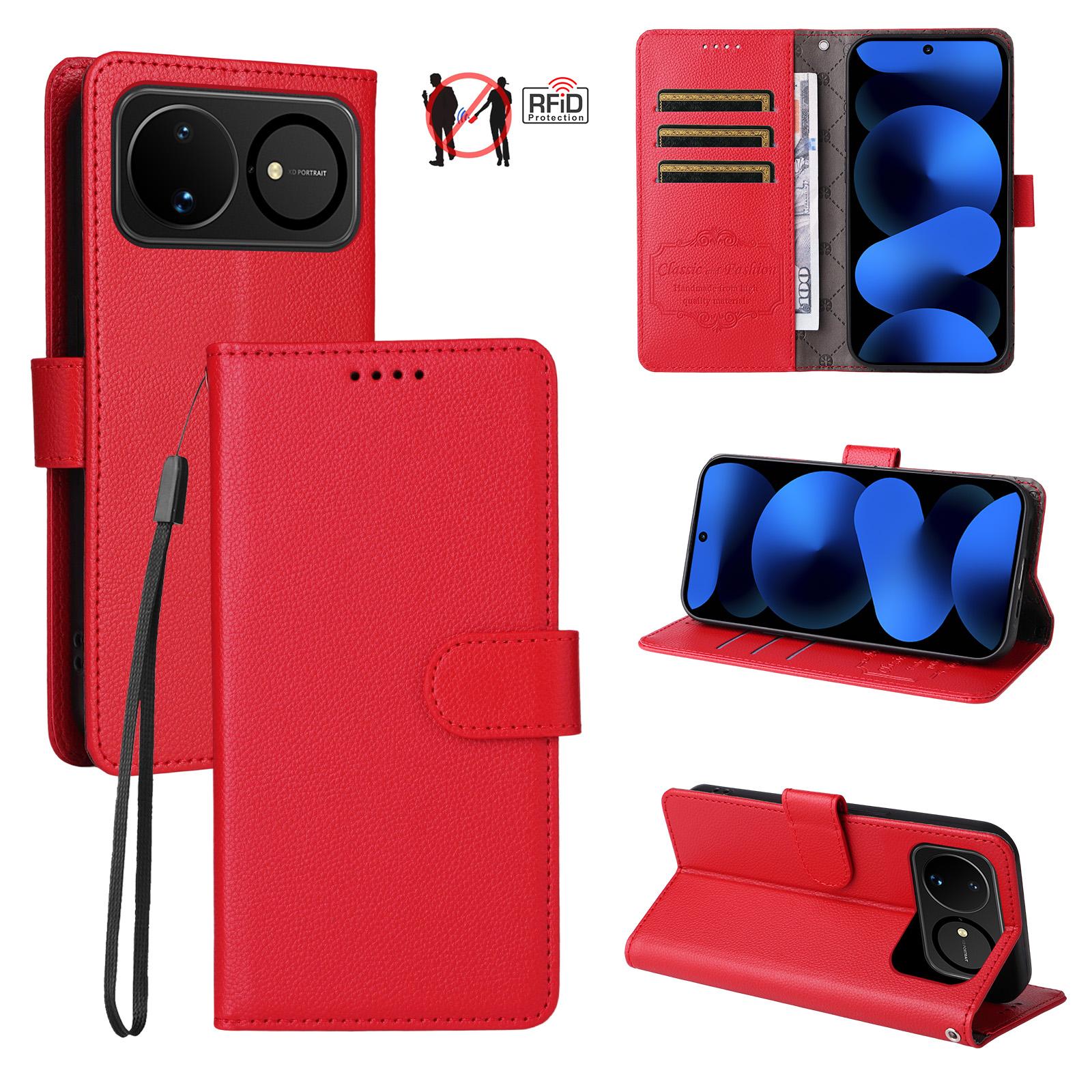 For Huawei nova 16 Litchi Texture RFID Blocking 3-Card Wallet Leather Phone Case(Red) - Shopkiz.com