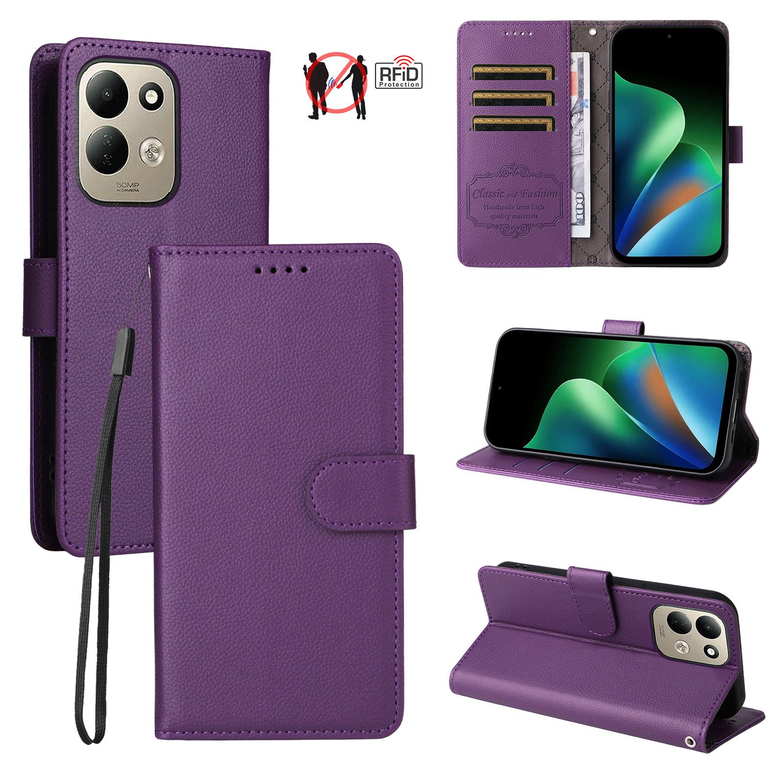 For Redmi 17 5G / 4G Global 170mm Litchi Texture RFID Blocking 3-Card Wallet Leather Phone Case(Purple) - Shopkiz.com