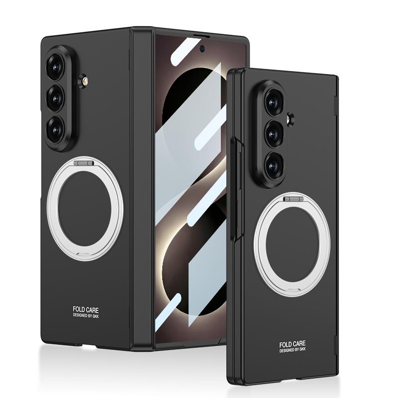 For Galaxy Z Fold8 Ultra 5G GKK Integrated Magnetic Folding Hinge Full Coverage Phone Case with Rotating Bracket(Black) - Shopkiz.com