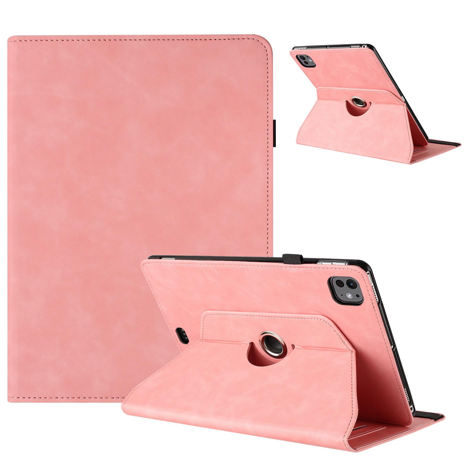For iPad Air 11 2026 / 2025 / 2024 Solid Color Rotation Holder Leather Smart Tablet Case(Pink) - Shopkiz.com