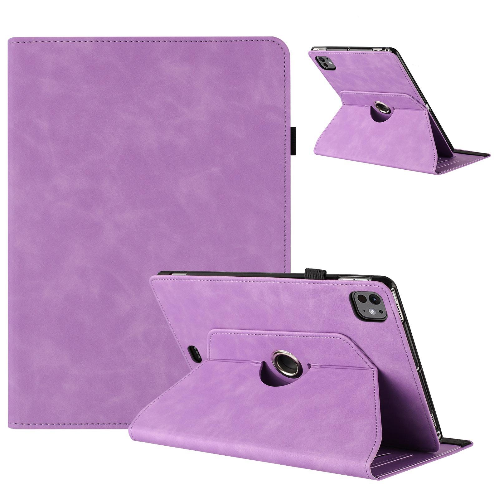 For iPad Air 11 2026 / 2025 / 2024 Solid Color Rotation Holder Leather Smart Tablet Case(Light Purple) - Shopkiz.com