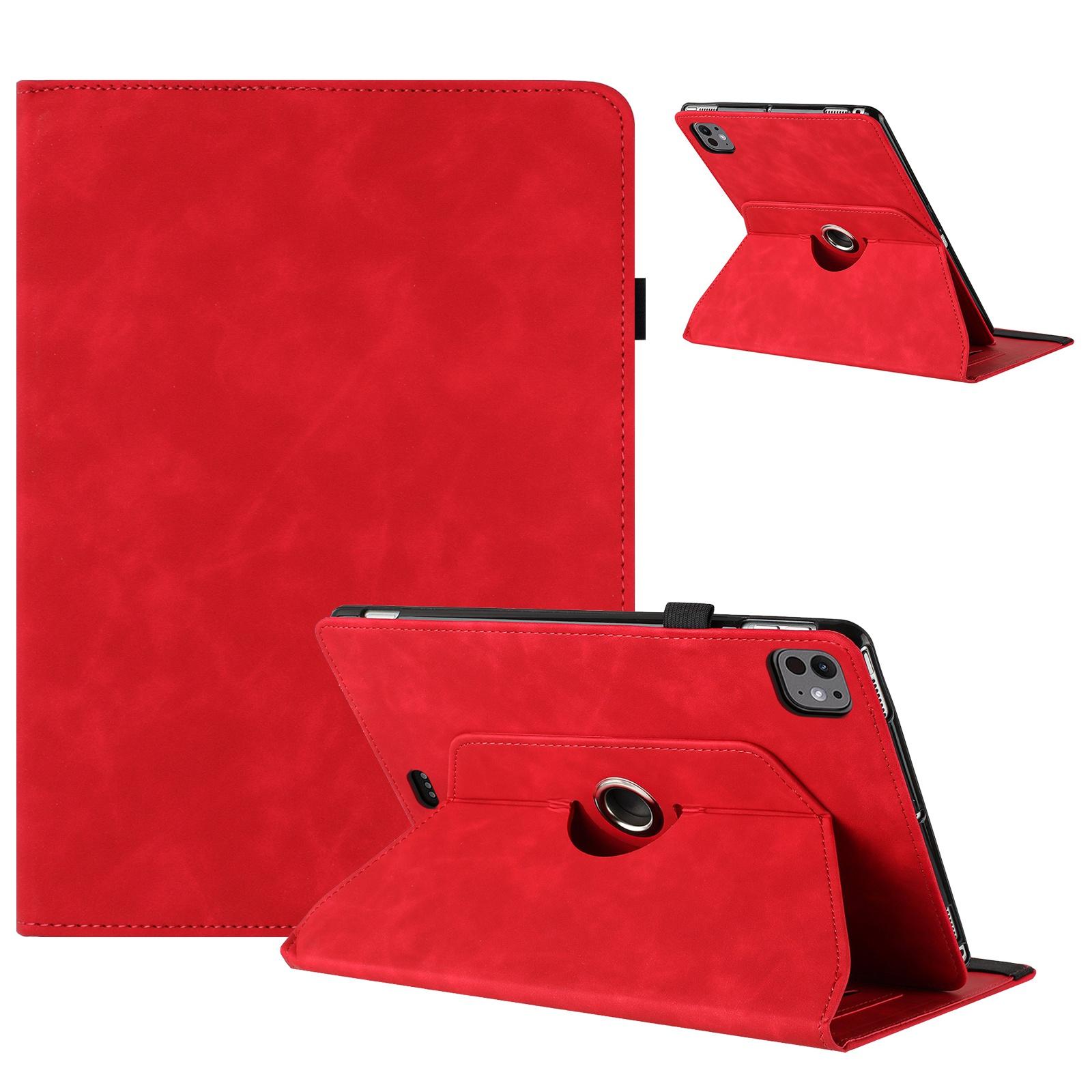 For iPad Air 11 2026 / 2025 / 2024 Solid Color Rotation Holder Leather Smart Tablet Case(Red) - Shopkiz.com