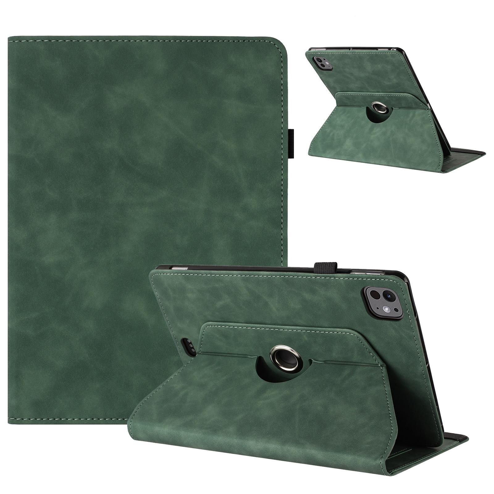 For iPad Air 11 2026 / 2025 / 2024 Solid Color Rotation Holder Leather Smart Tablet Case(Green) - Shopkiz.com