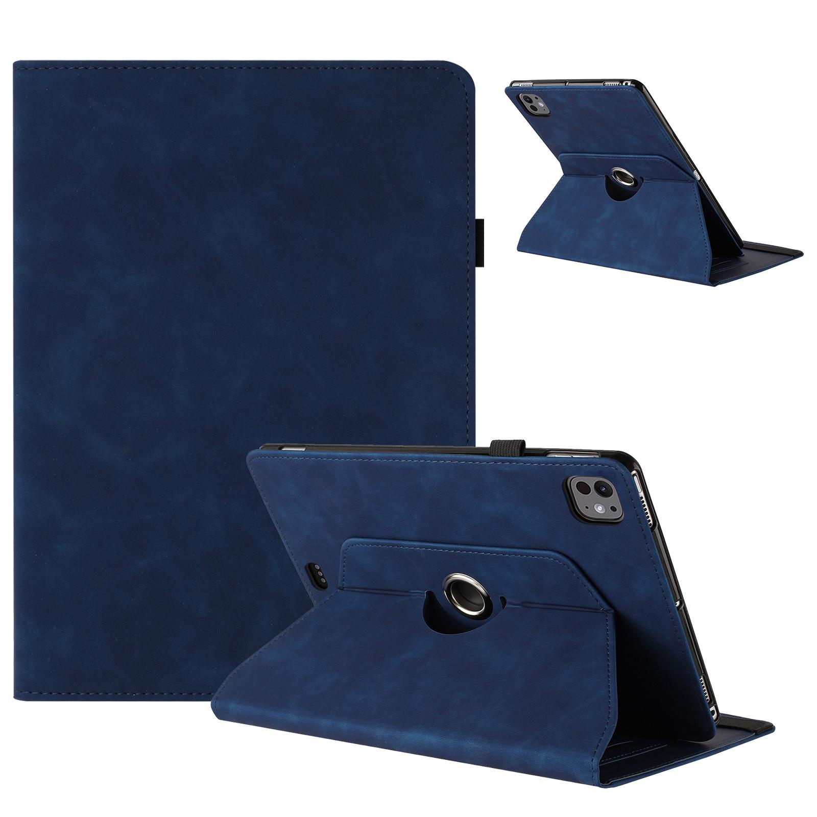 For iPad Air 11 2026 / 2025 / 2024 Solid Color Rotation Holder Leather Smart Tablet Case(Blue) - Shopkiz.com