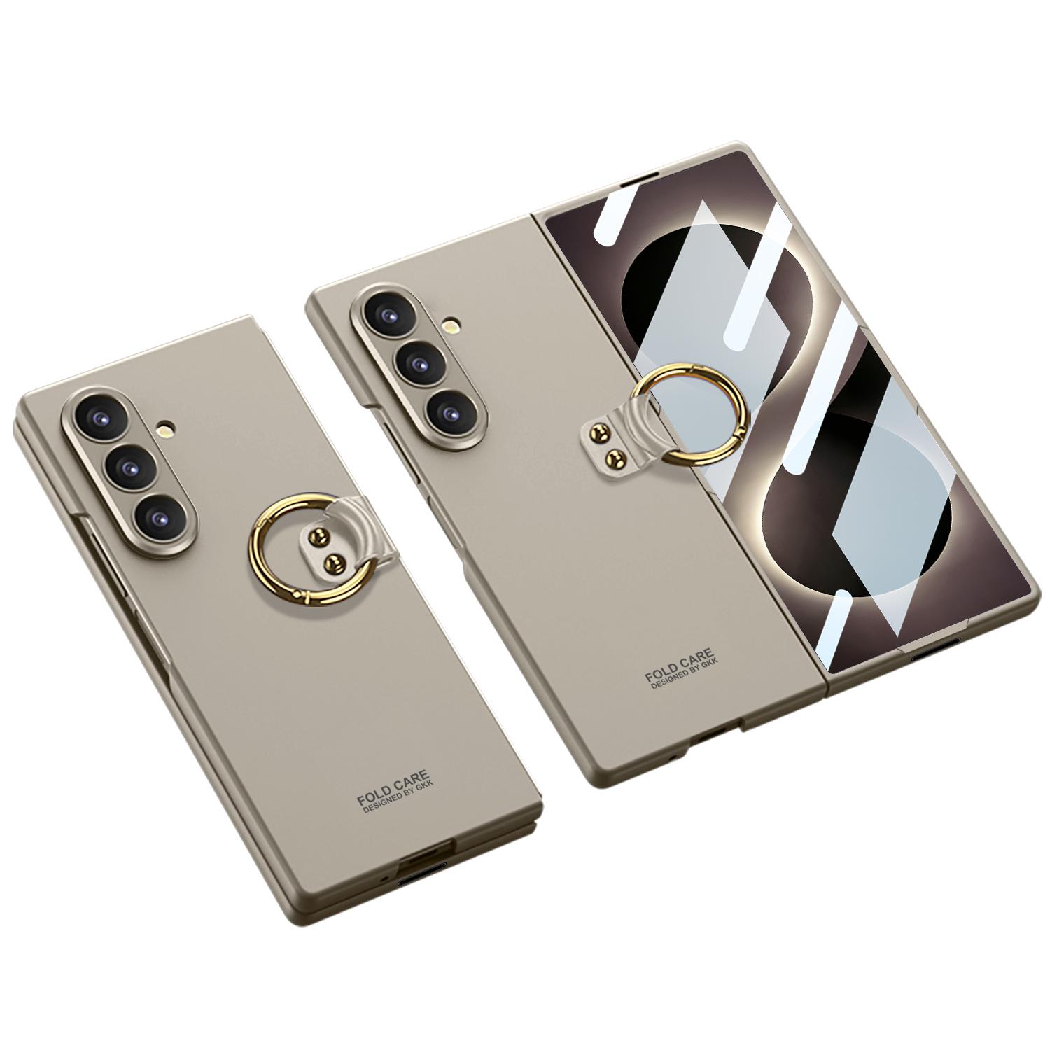 For Galaxy Z Fold8 Ultra 5G GKK Integrated Ultra-thin PC Full Coverage Phone Case with Ring Holder(Titanium Gray) - Shopkiz.com