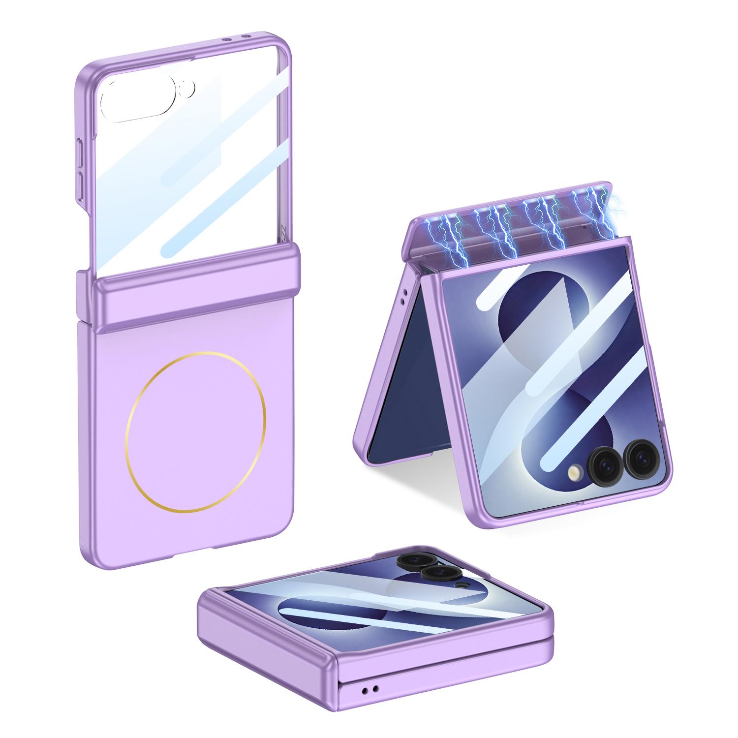 For Galaxy Z Flip8 5G GKK Integrated MagSafe Magnetic Full Coverage Phone Case(Purple) - Shopkiz.com