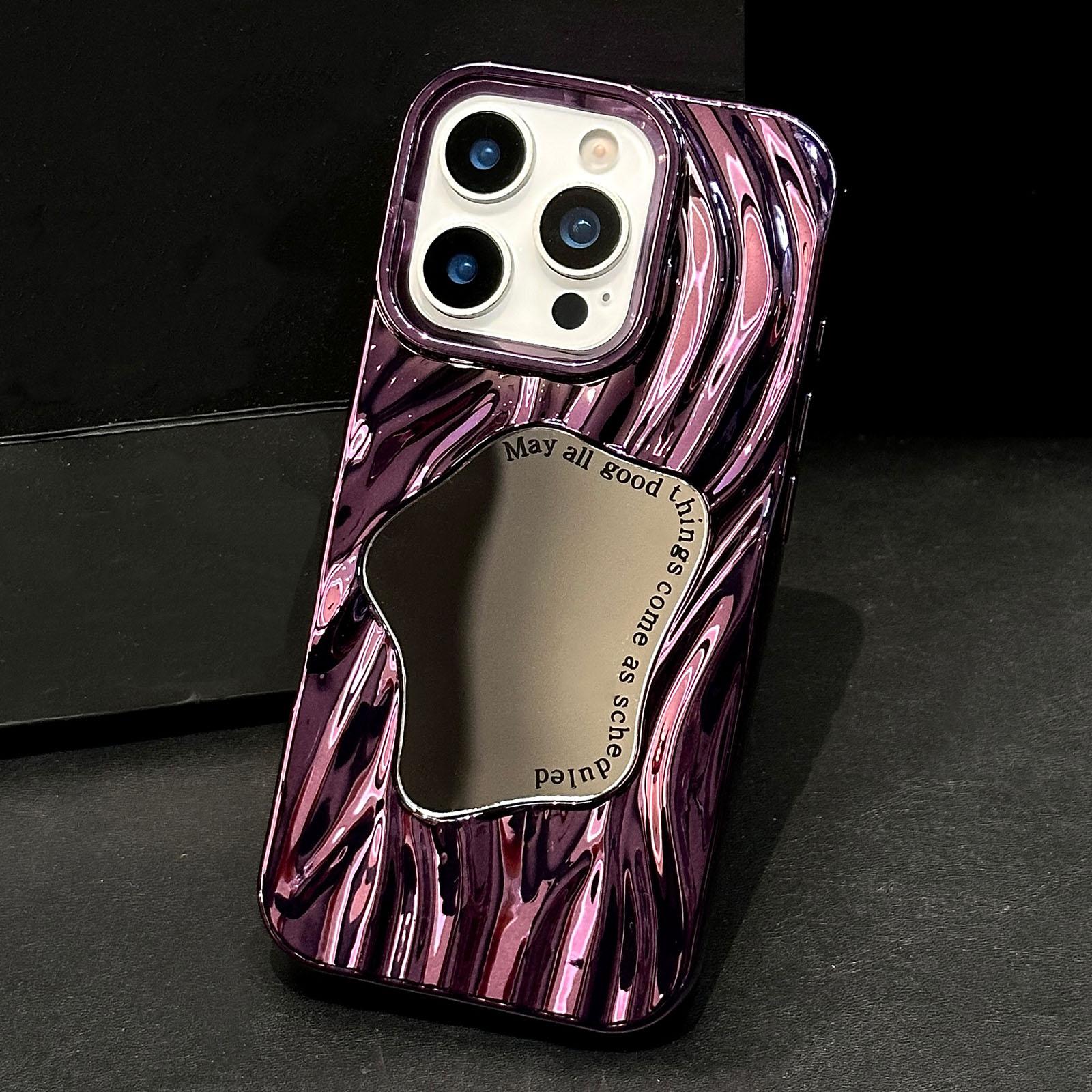 For iPhone 13 Pro Max Wave Electroplated Mirror TPU Full Coverage Phone Case(Purple) - Shopkiz.com