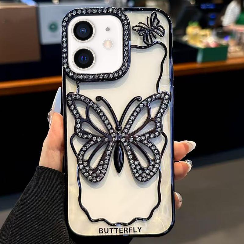 For iPhone 11 Hollow Butterfly Electroplating TPU Phone Case(Black) - Shopkiz.com
