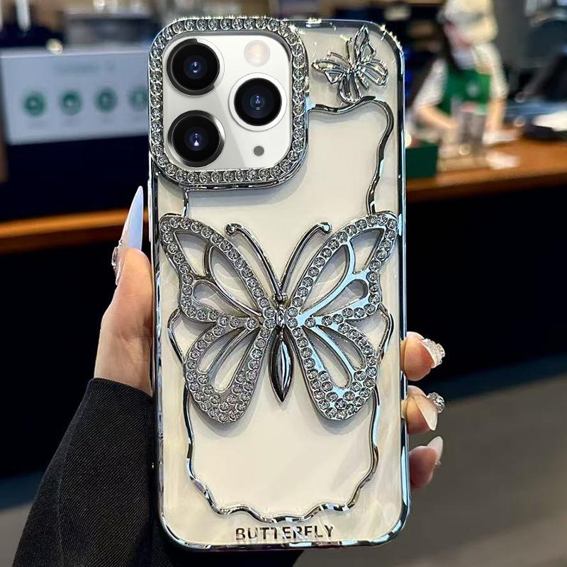 For iPhone 11 Pro Max Hollow Butterfly Electroplating TPU Phone Case(Silver) - Shopkiz.com