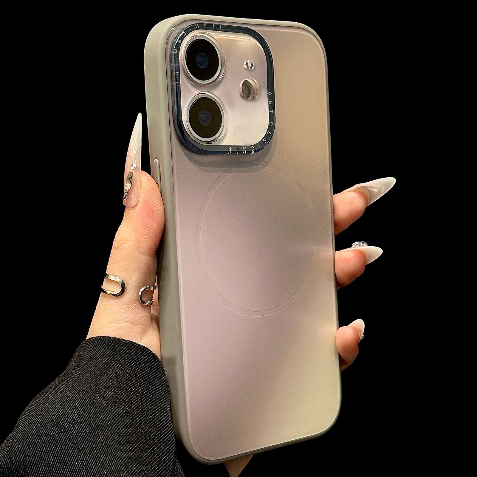 For iPhone 11 Gradient Silk Print Acrylic Hybrid TPU MagSafe Phone Case(Grey) - Shopkiz.com