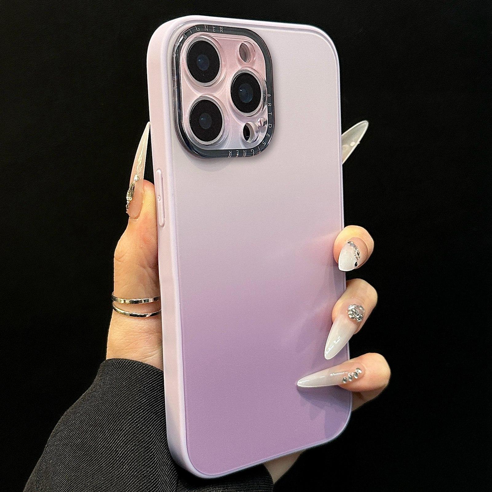 For iPhone 12 Pro Gradient Silk Print Acrylic Hybrid TPU Phone Case(Purple) - Shopkiz.com
