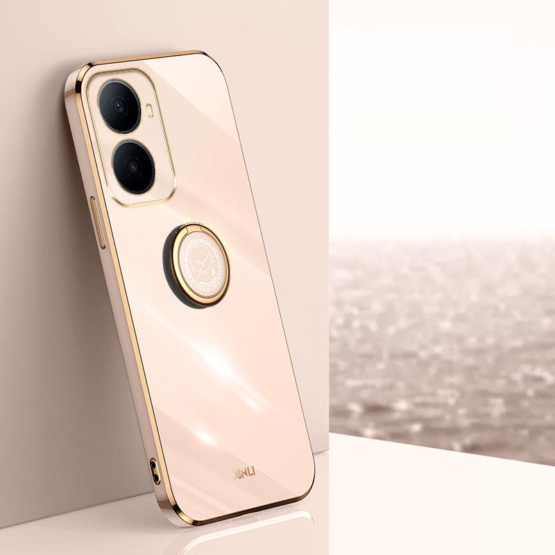 For Wiko Hi Enjoy 80 Plus XINLI Straight Edge 6D Electroplate TPU Phone Case with Ring Holder(Pink) - Shopkiz.com