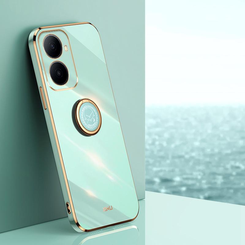 For Wiko Hi Enjoy 80 Plus XINLI Straight Edge 6D Electroplate TPU Phone Case with Ring Holder(Mint Green) - Shopkiz.com