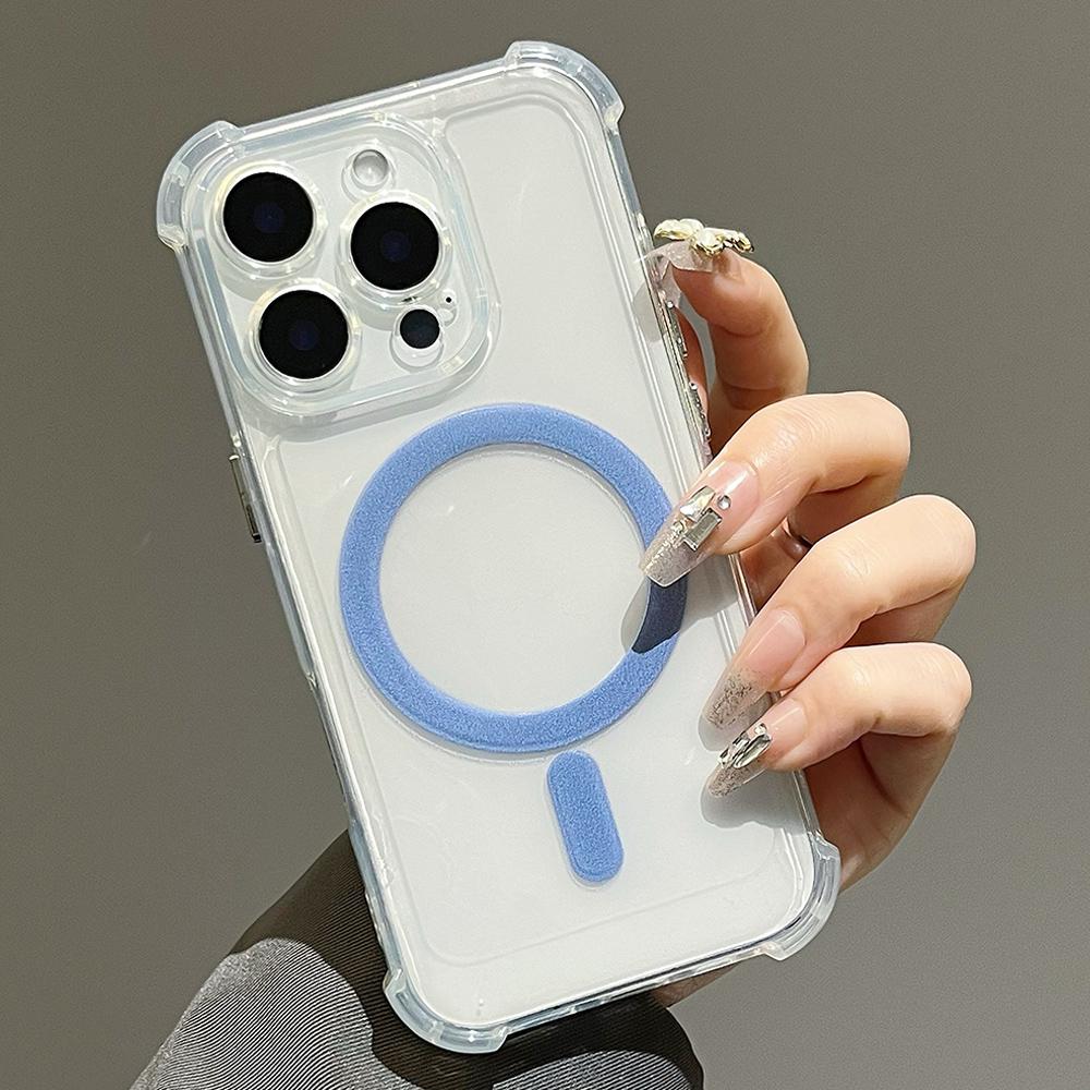 For iPhone 13 Pro Electroplating TPU Hybrid PC Four Corners Shockproof MagSafe Phone Case(Blue) - Shopkiz.com