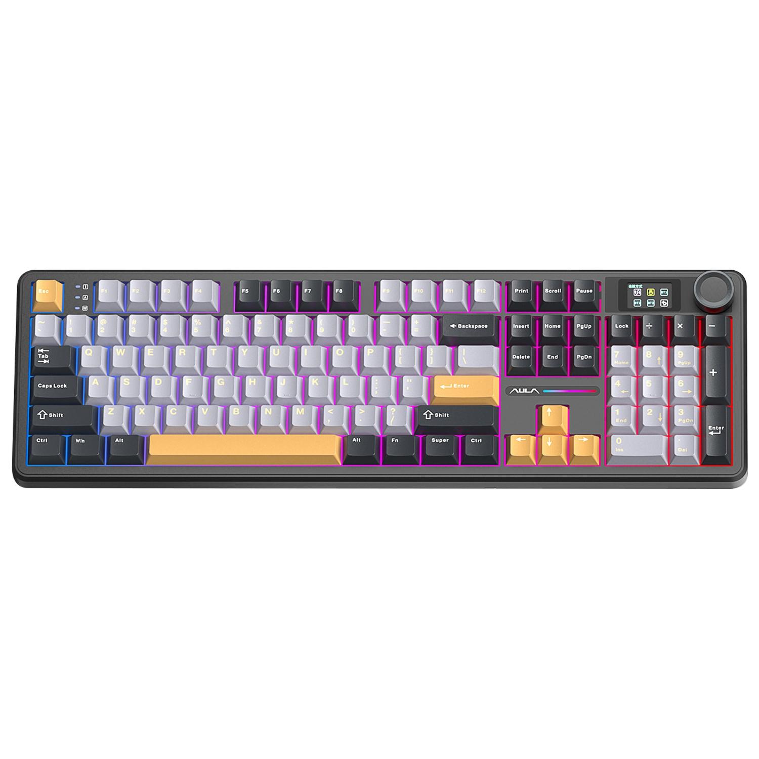 AULA F108 Pro 108 Keys Wired/2.4G/Bluetooth Three Model Customizable RGB Gaming Mechanical Keyboard(Starry Night Black) - Shopkiz.com