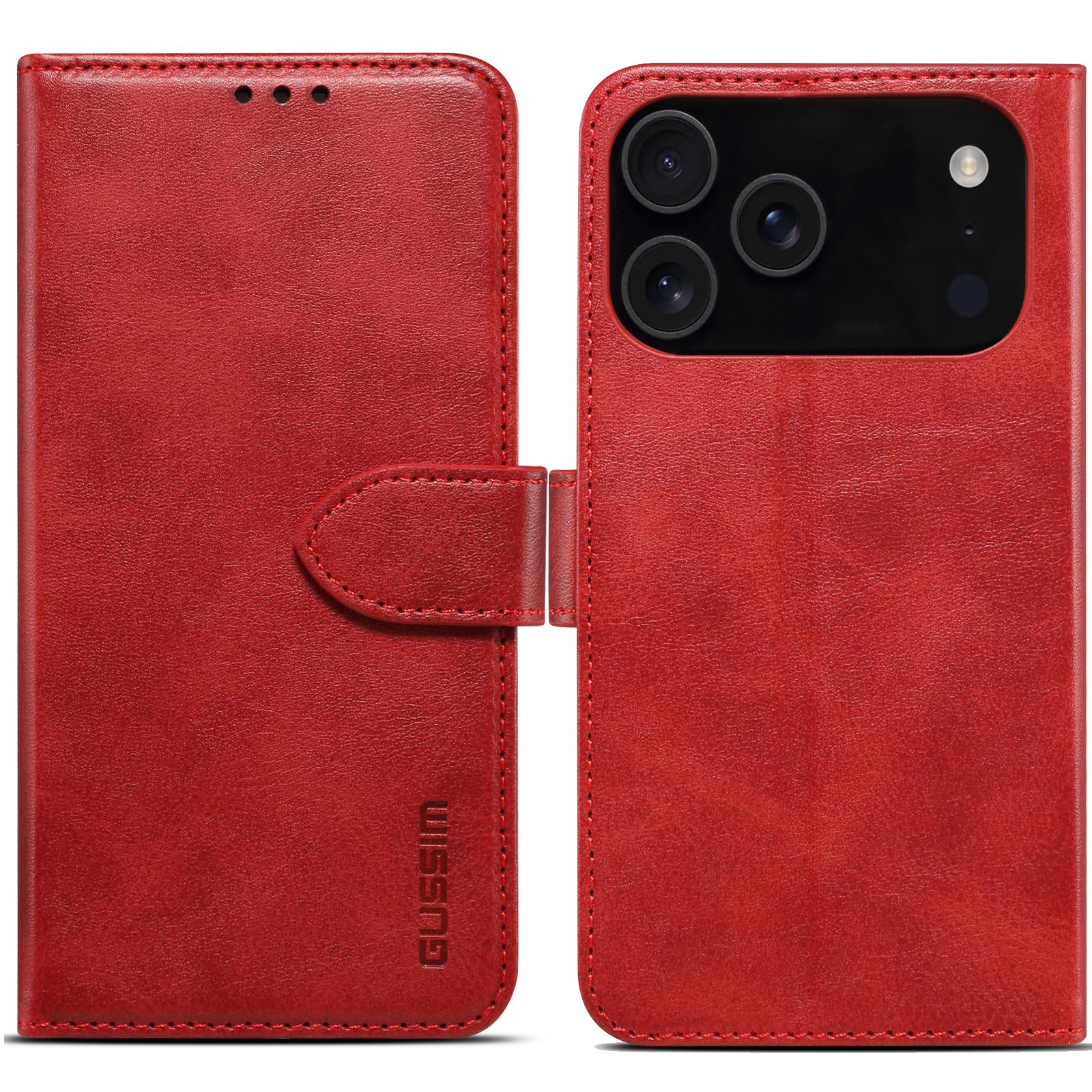 For iPhone 17 Pro Max GUSSIM Magnetic Horizontal Flip Leather Phone Case(Red) - Shopkiz.com