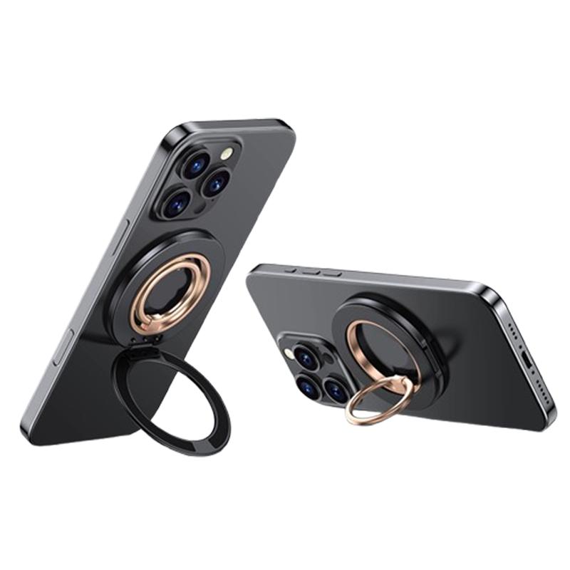 Contrast Color Dual MagSafe Magnetic Ring Phone Holder with Gear Sound(Titanium Black Rose Gold) - Shopkiz.com