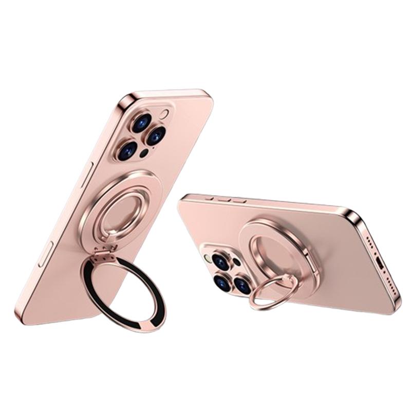 Contrast Color Dual MagSafe Magnetic Ring Phone Holder with Gear Sound(Rose Gold) - Shopkiz.com