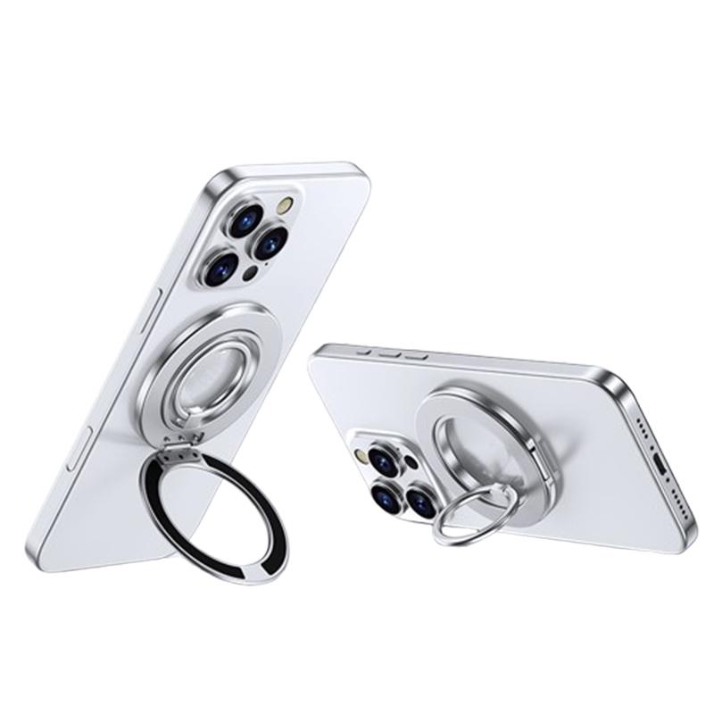 Contrast Color Dual MagSafe Magnetic Ring Phone Holder with Gear Sound(Titanium Silver) - Shopkiz.com