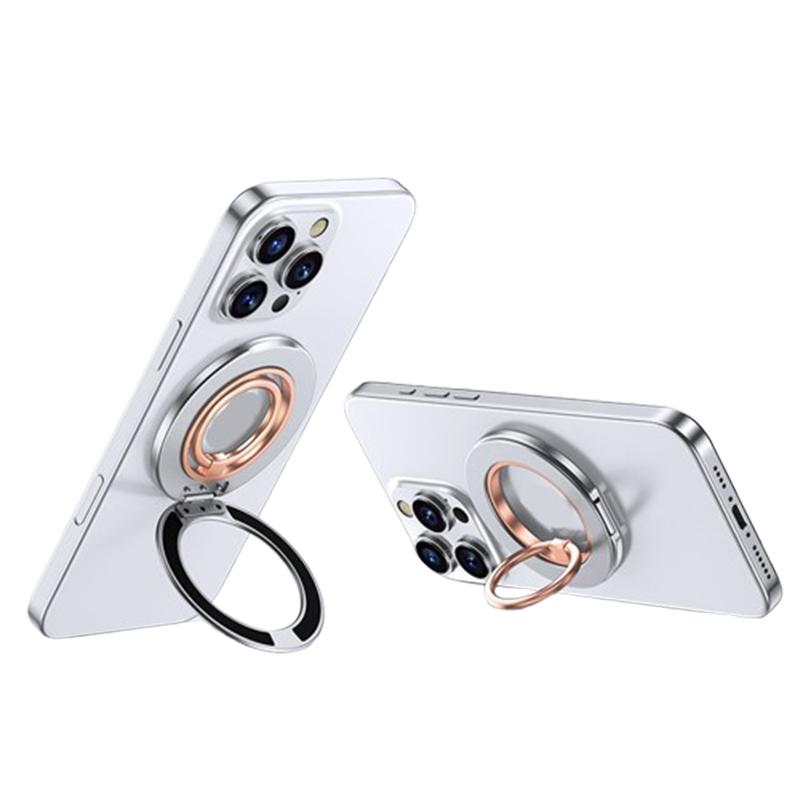 Contrast Color Dual MagSafe Magnetic Ring Phone Holder with Gear Sound(Titanium Silver Rose Gold) - Shopkiz.com