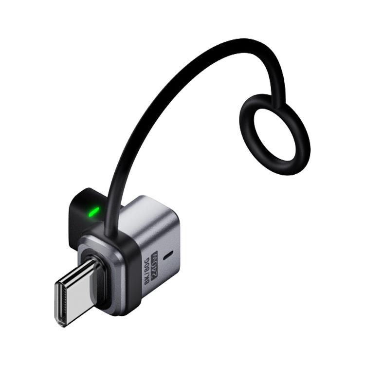 240W USB-C / Type-C Port Full-Function Aluminum Alloy Adapter with Lanyard, Style:3D Bend Male to Female(Silver) - Shopkiz.com