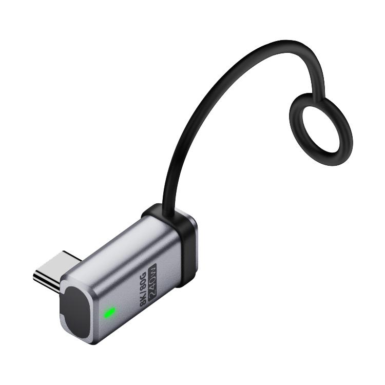 240W USB-C / Type-C Port Full-Function Aluminum Alloy Adapter with Lanyard, Style:Middle Bend(Silver) - Shopkiz.com