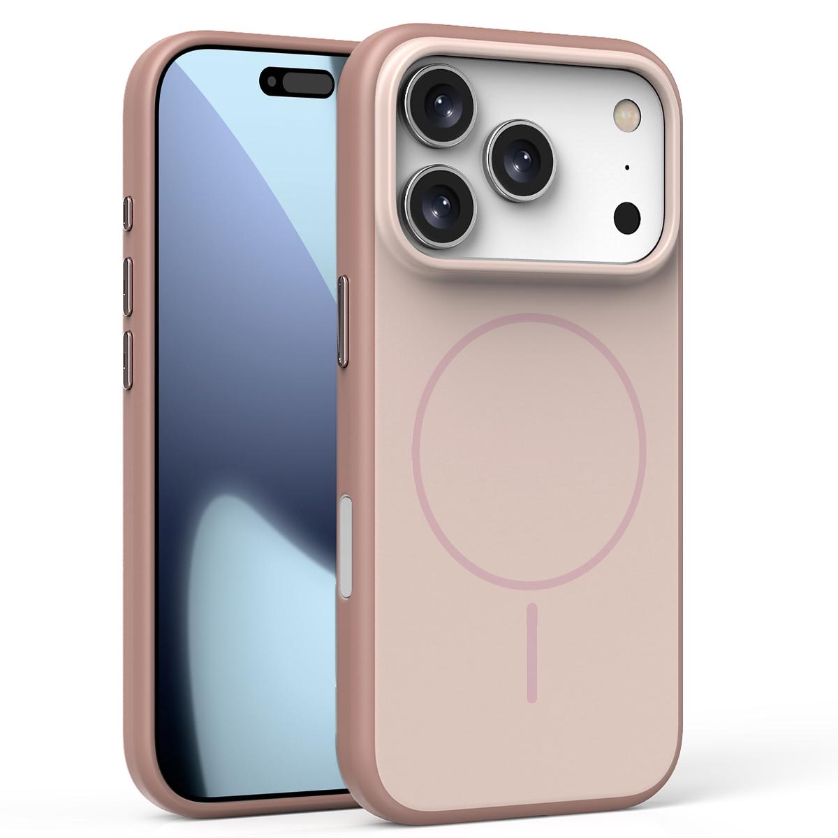 For iPhone 17 Pro Max Solid Color Magnetic MagSafe Frosted Phone Case(Pink) - Shopkiz.com