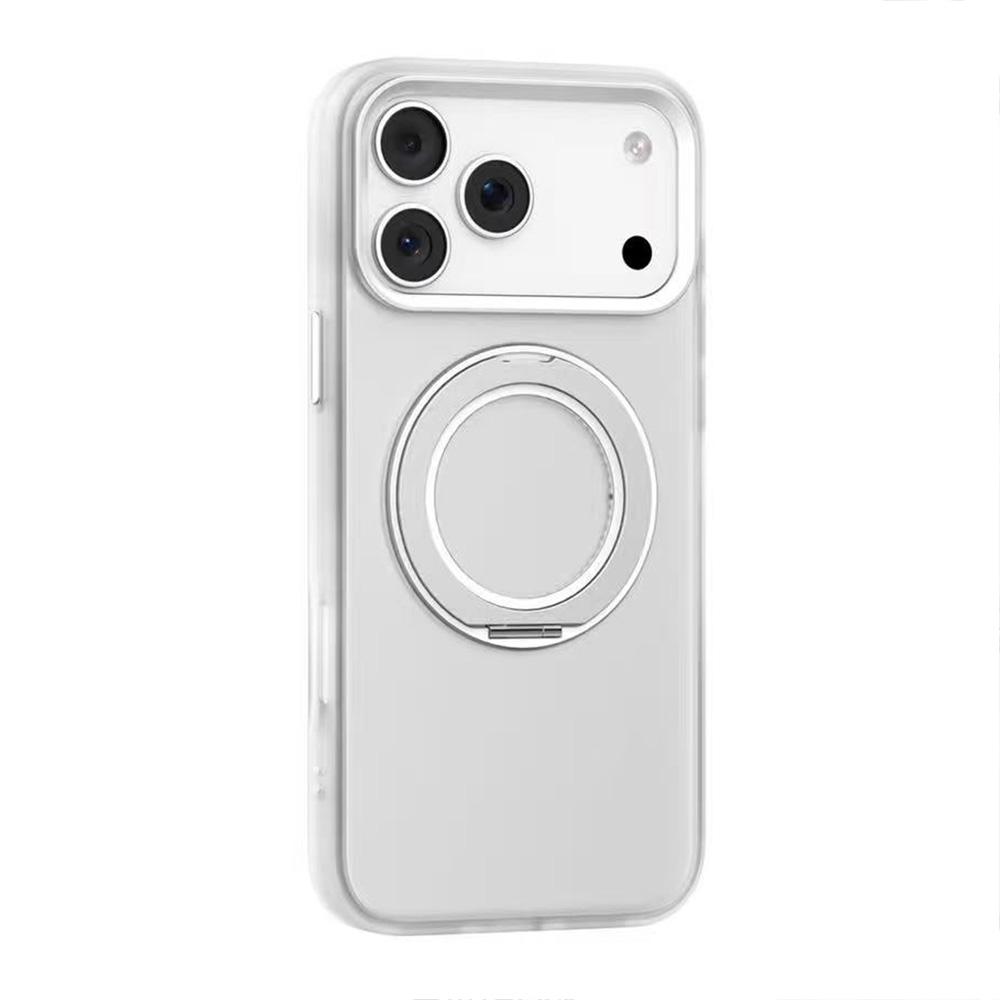 For iPhone 17 Pro Mutural Armor Series MagSafe Magnetic Holder Phone Case(Frosted White) - Shopkiz.com
