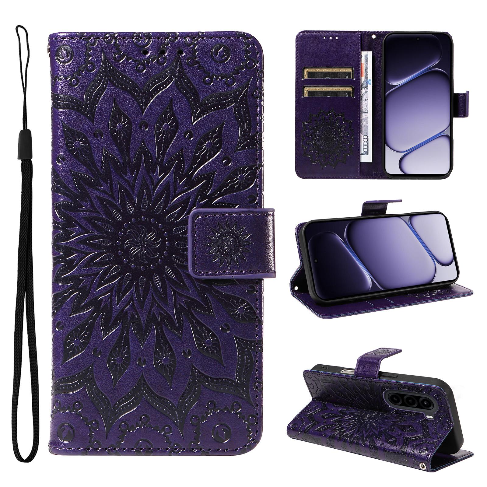 For Realme P4x 5G Embossed Sunflower Pattern Flip Leather Phone Case(Purple) - Shopkiz.com