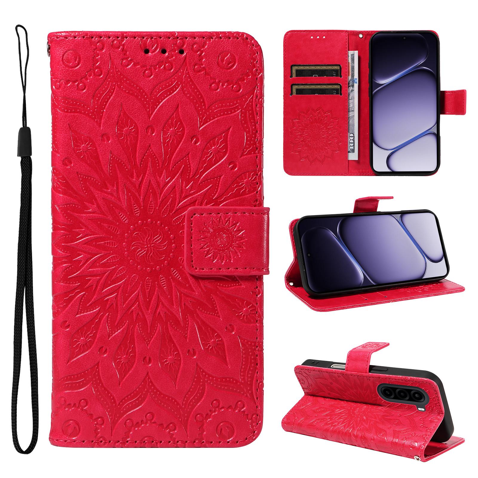 For Realme P4x 5G Embossed Sunflower Pattern Flip Leather Phone Case(Red) - Shopkiz.com