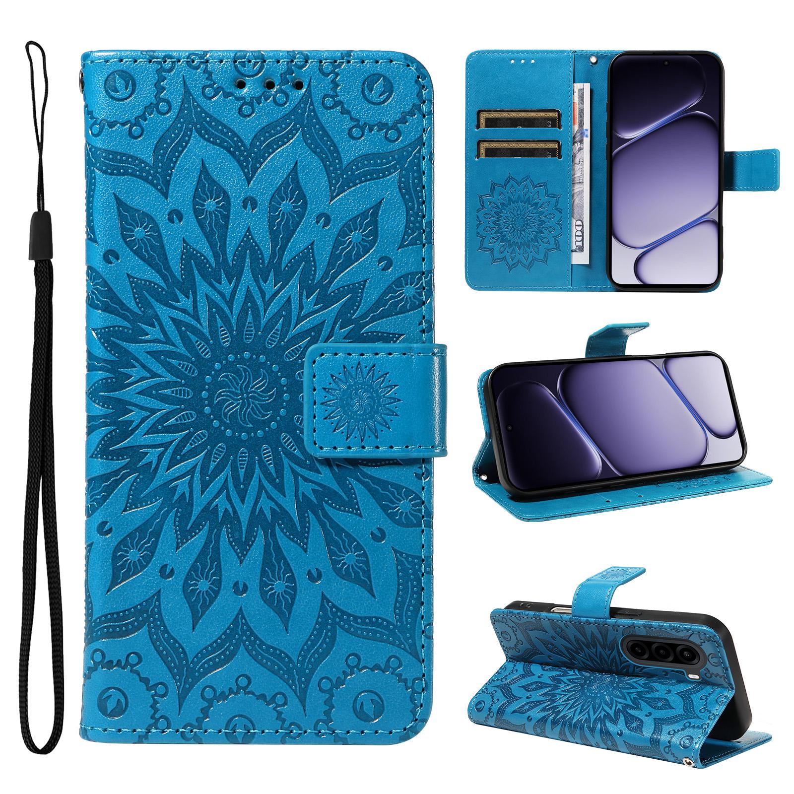 For Realme P4x 5G Embossed Sunflower Pattern Flip Leather Phone Case(Blue) - Shopkiz.com