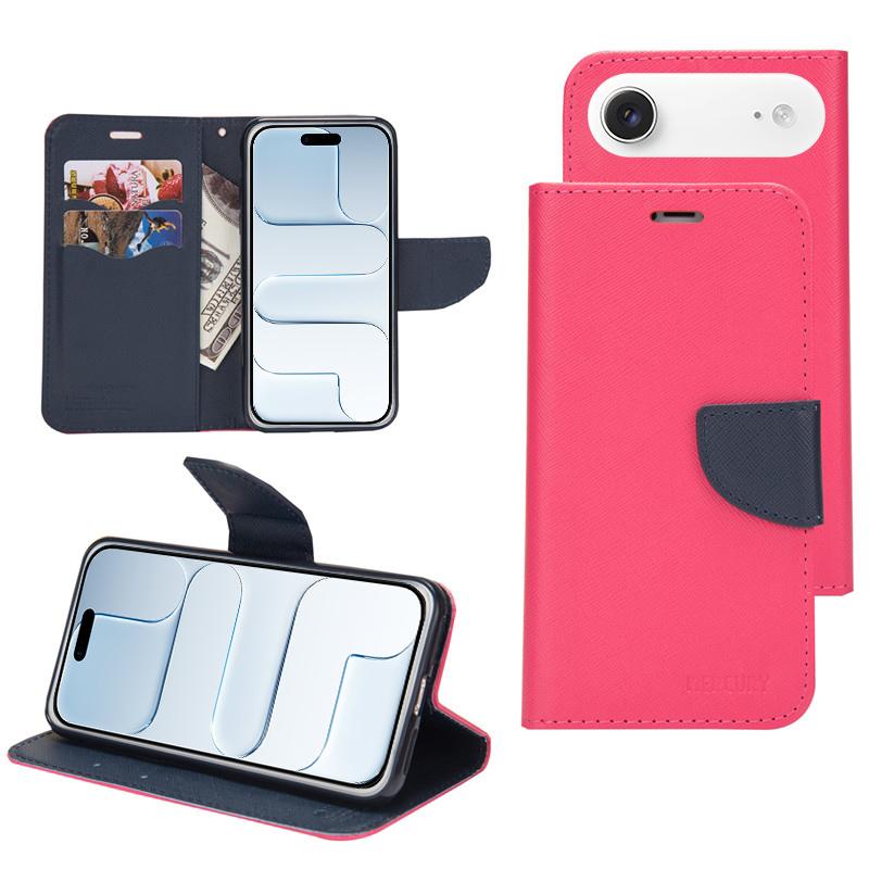 For iPhone Air Mercury Contrast Color Splicing Leather Phone Case(Rose Red) - Shopkiz.com