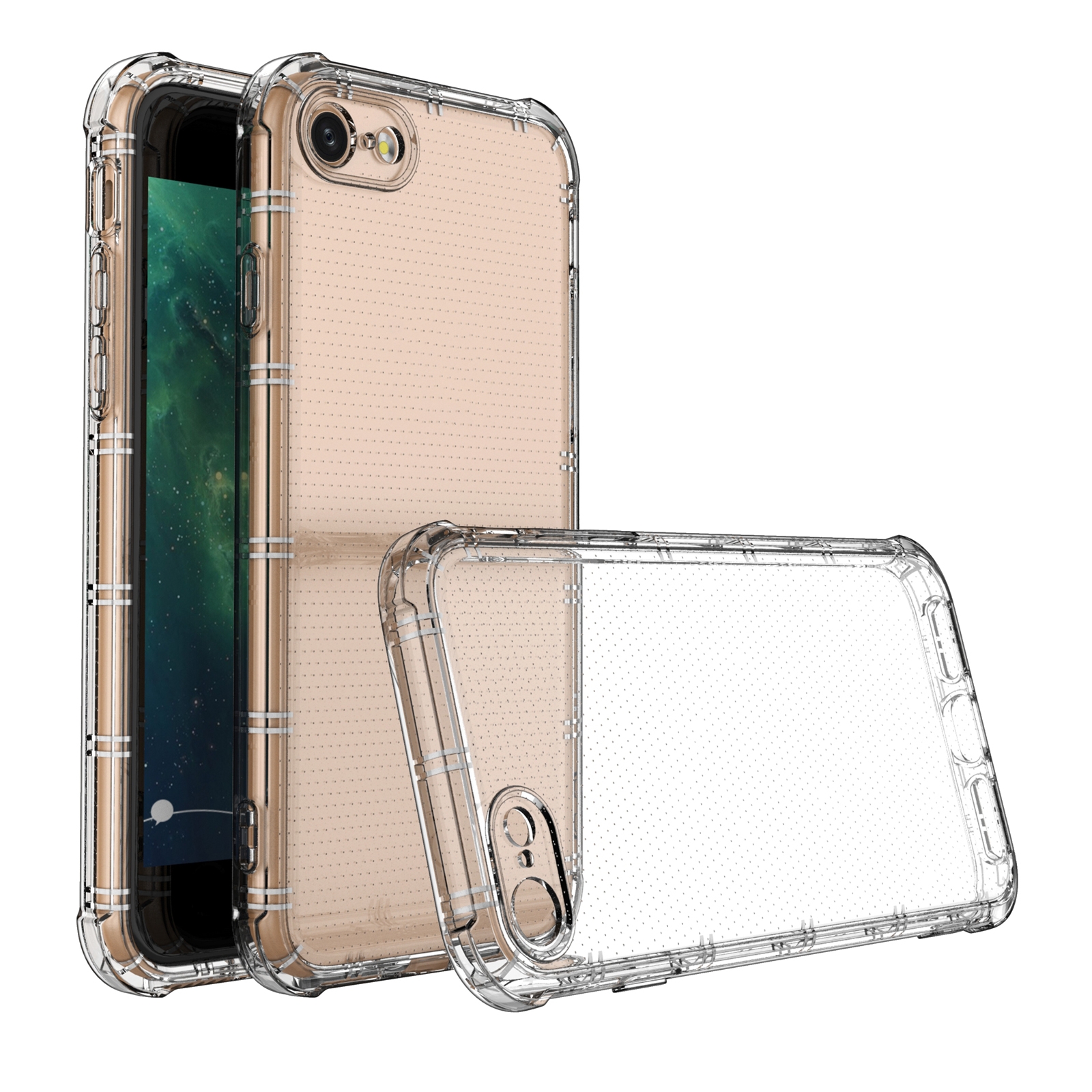 For iPhone SE 2022 / SE 2020 / 8 / 7 Straight Edge Dual Bone-bits Shockproof TPU Clear Case - Shopkiz.com