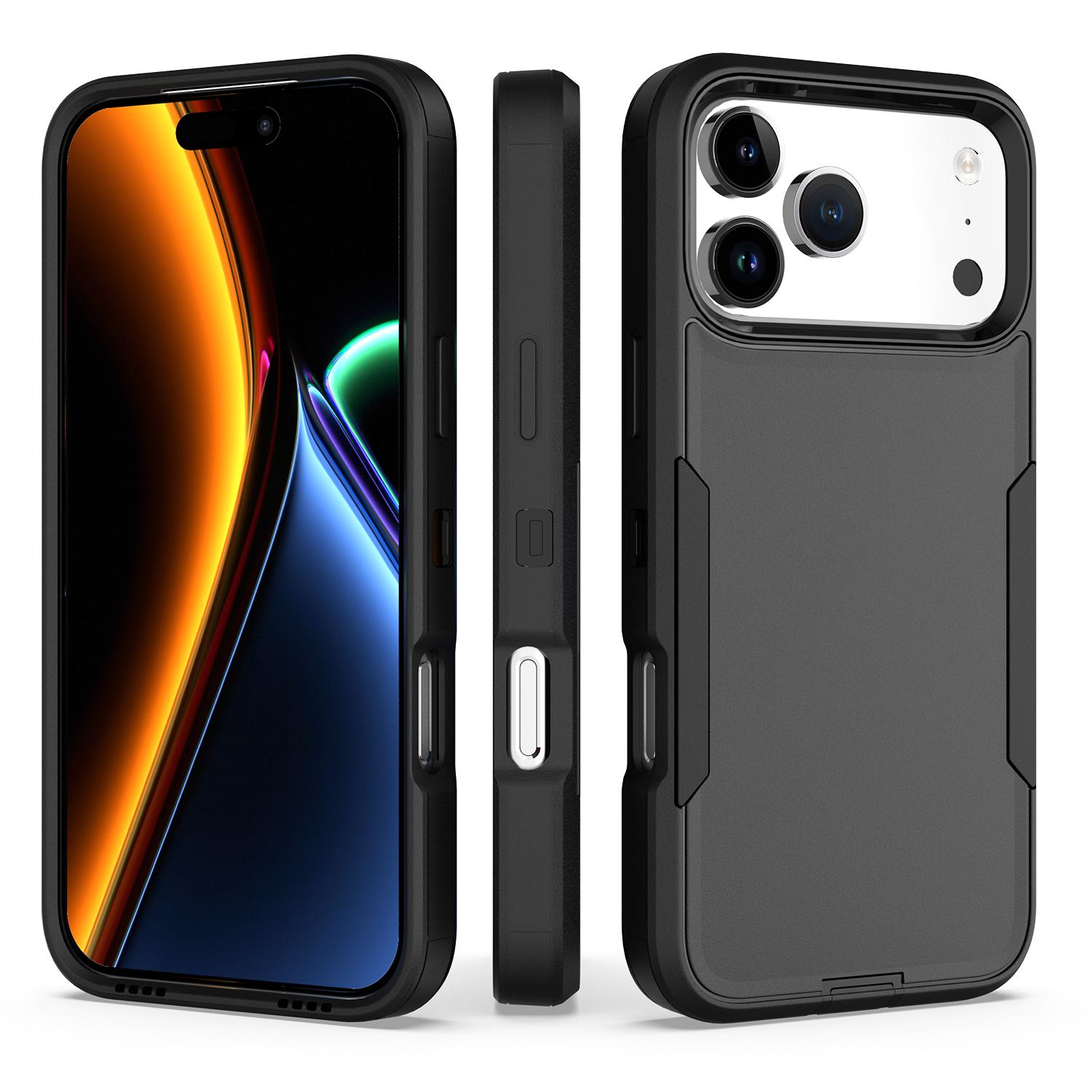 For iPhone 17 Pro Max 2 in 1 PC Hybrid TPU Phone Case(Black) - Shopkiz.com