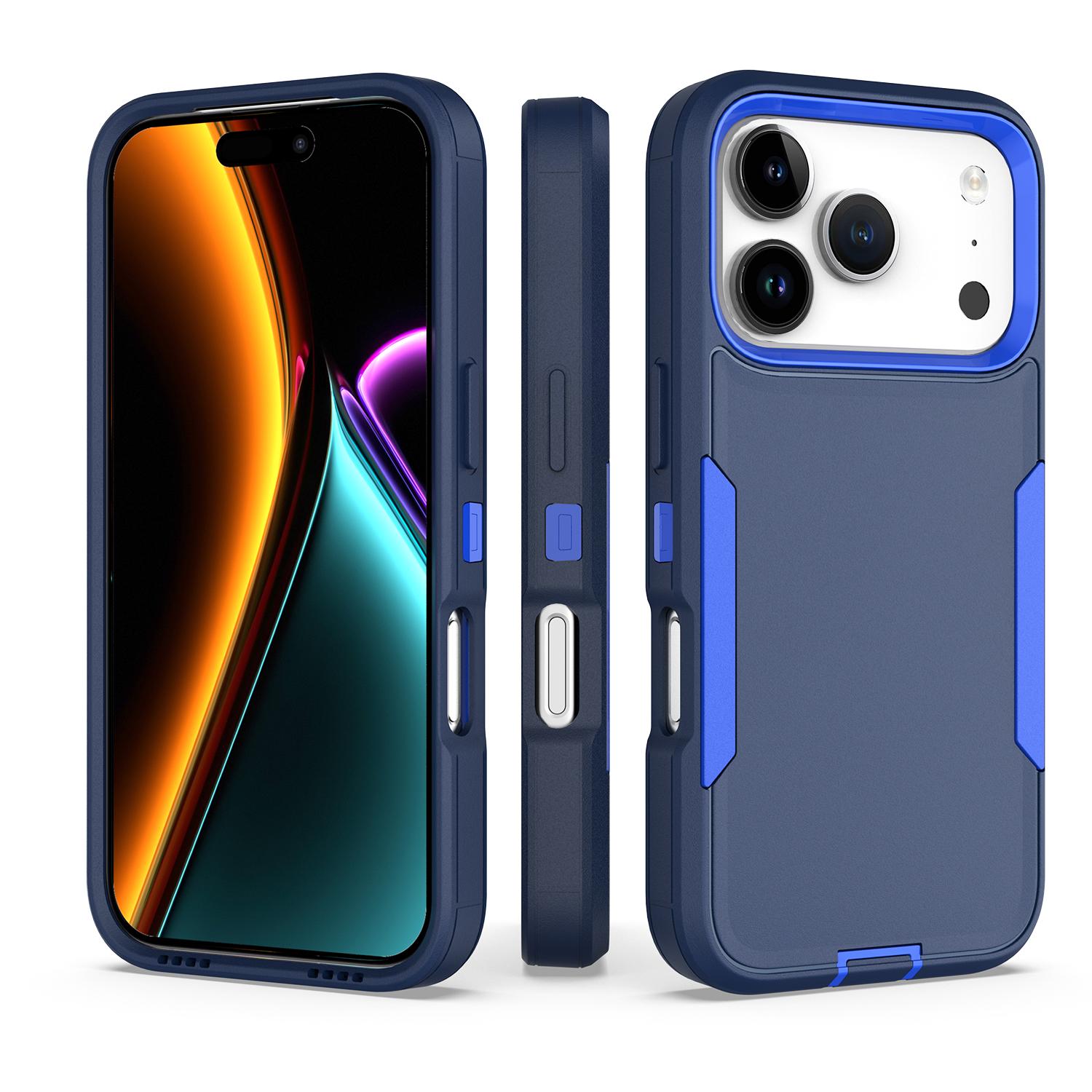 For iPhone 17 Pro 2 in 1 PC Hybrid TPU Phone Case(Royal Blue+Dark Blue) - Shopkiz.com