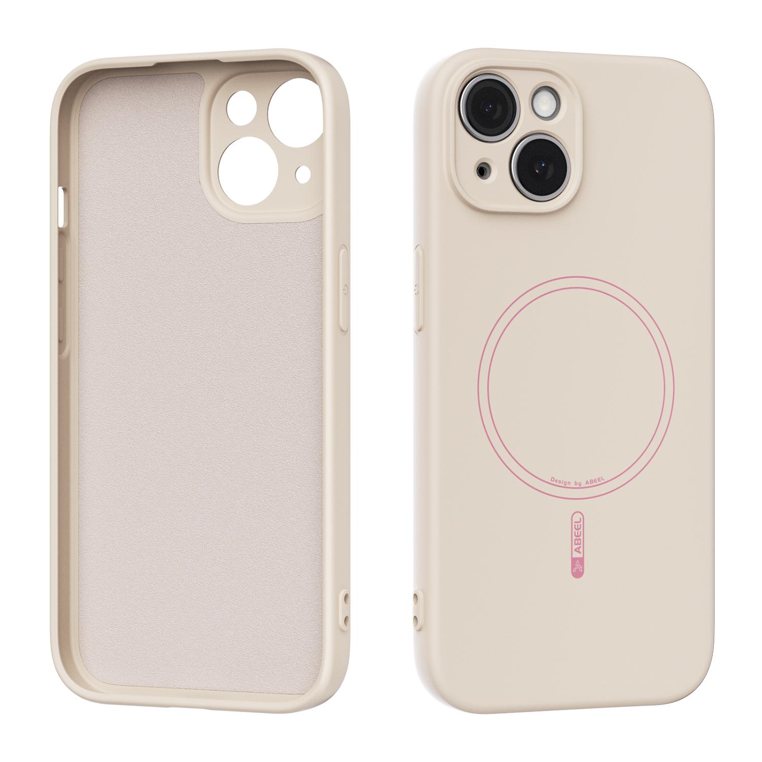 For iPhone 14 ABEEL Skin-friendly Feel Magsafe Liquid Silicone Phone Case(Yellow) - Shopkiz.com