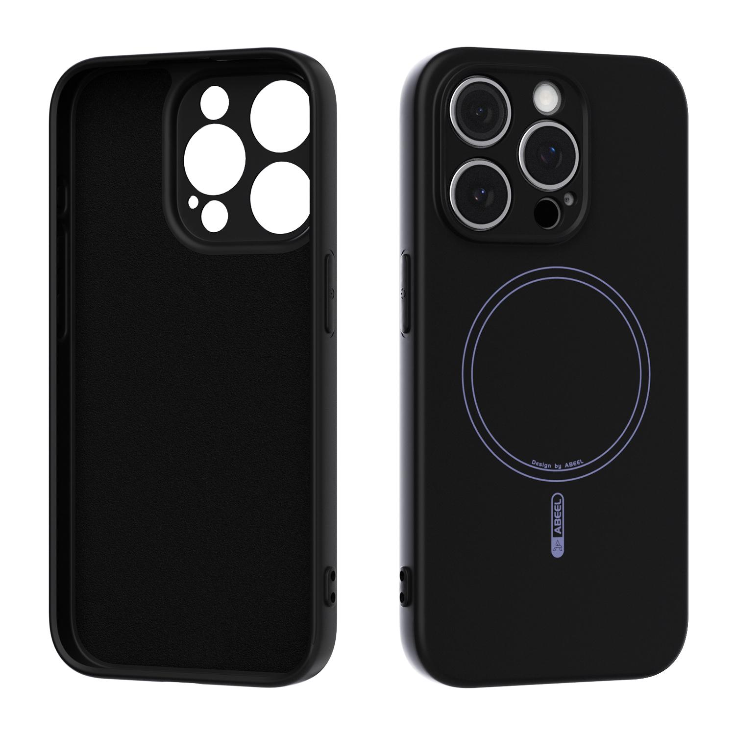 For iPhone 15 Pro ABEEL Skin-friendly Feel Magsafe Liquid Silicone Phone Case(Black) - Shopkiz.com
