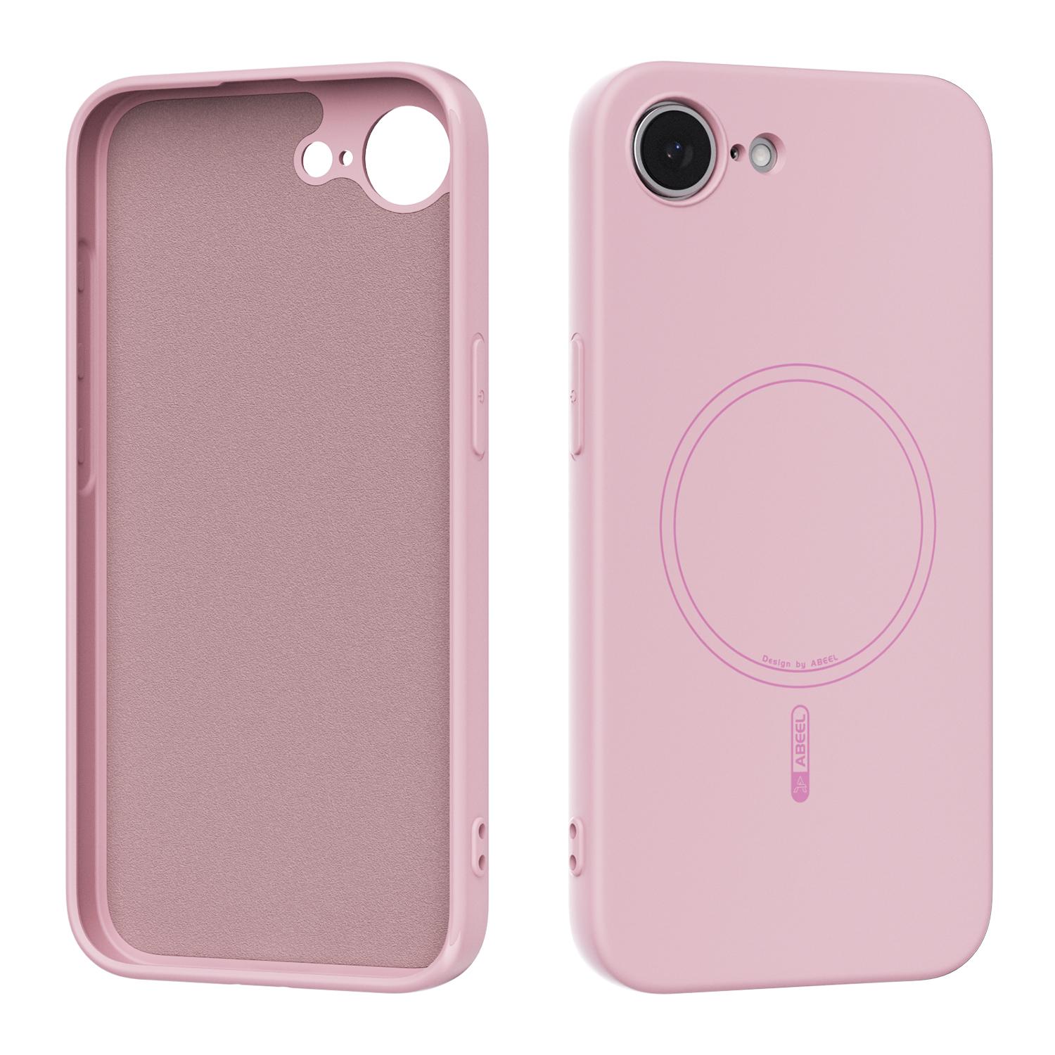 For iPhone 16e / 17e ABEEL Skin-friendly Feel Magsafe Liquid Silicone Phone Case(Pink) - Shopkiz.com