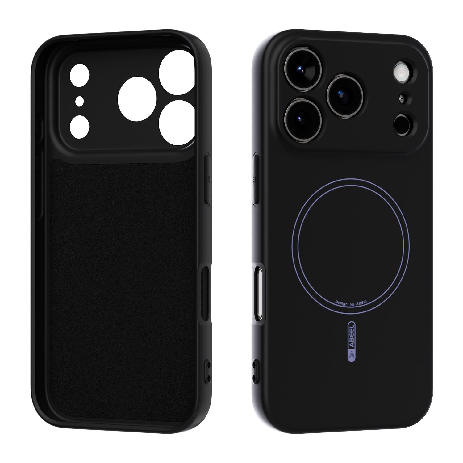 For iPhone 17 Pro ABEEL Skin-friendly Feel Magsafe Liquid Silicone Phone Case(Black) - Shopkiz.com