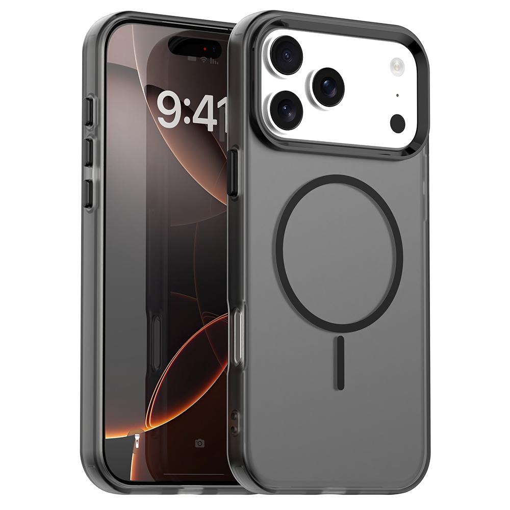 For iPhone 17 Pro Candy Fine Circle Magsafe PC Hybrid TPU Phone Case(Black) - Shopkiz.com