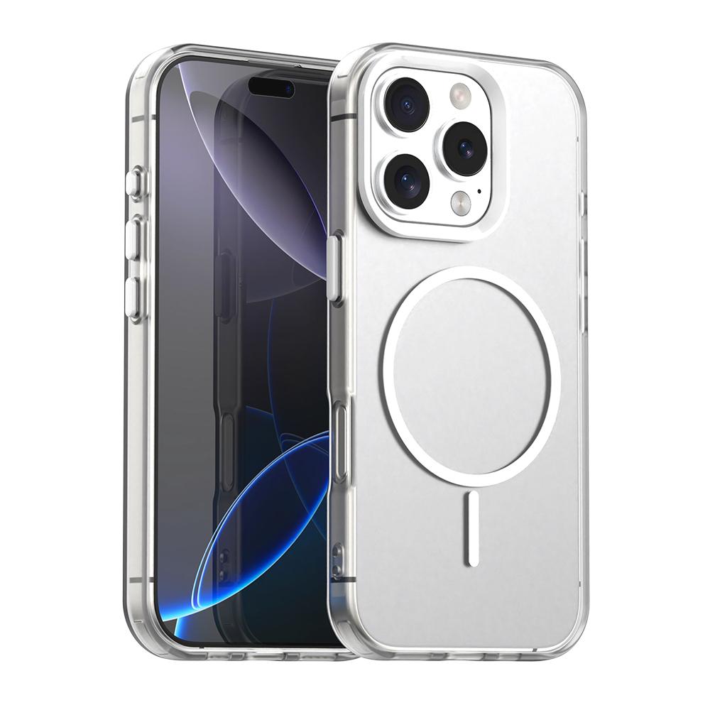 For iPhone 16 Pro Candy Fine Circle Magsafe PC Hybrid TPU Phone Case(White) - Shopkiz.com